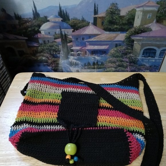 🚜🏩HANDMADE CROCHET BOHO BAG🥀🏡12"×10"x24" STRAP CROSSBODY. ♥️ - Picture 6 of 16